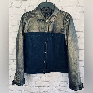 Mod X Blue Denim and Metallic Cropped Jean Jacket